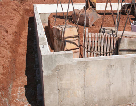 Concrete foundation for office being built in Echuca