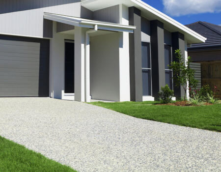 Exposed aggregate concrete driveway for home in Echuca